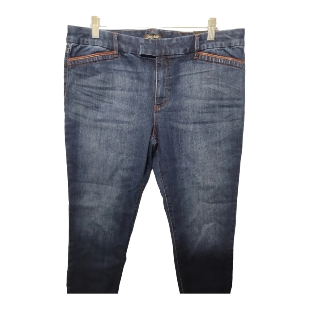 WHBM The Saint Honore Collection‎ Leather Trim Skinny Crop Girlfriend Jean Sz 14